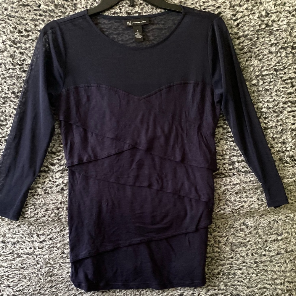 INC Womens Navy Bleu Sirt 3/4 Sleeves Size Small - Picture 4 of 6